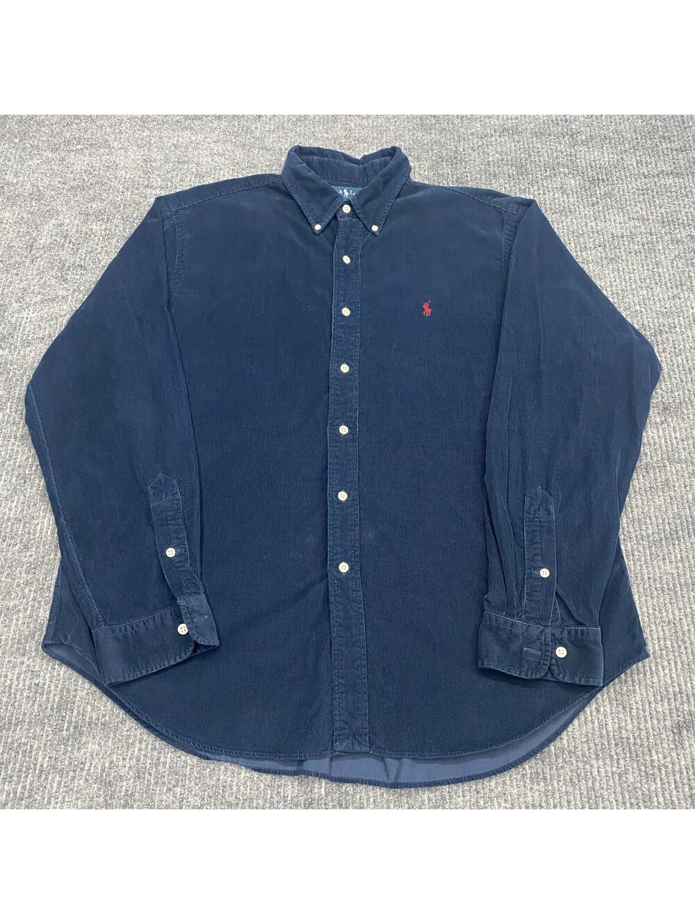 VTG Ralph Lauren Corduroy Shirt Mens XL Classic Fit Navy Button Down Long Sleeve